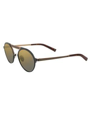 John Varvatos 49mm Top Bar Round Sunglasses