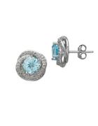 Lord & Taylor Sky Blue Topaz, Diamond And 14k White Gold Stud Earrings