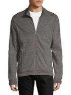 Black Brown Heathered Full-zip Sweater