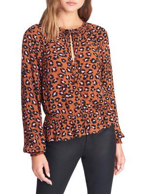 Sanctuary Leopard-print Tied Keyhole Blouse