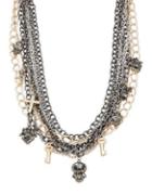 Design Lab Lord & Taylor Crystal And Silver Multi-row Necklace