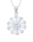 Lord & Taylor Cubic Zirconia And Sterling Silver Floral Pendant Necklace