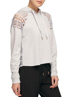 Donna Karan Active Lace-trimmed Hoodie