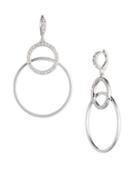 Givenchy Crystal Silvertone Double Hoop Drop Earrings