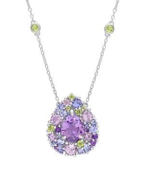 Sonatina Sterling Silver & Semi-precious Multi-stone Teardrop Necklace