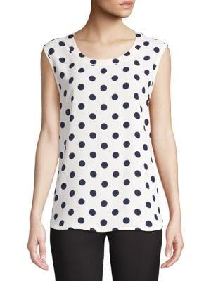 Anne Klein Dot-print Sleeveless Top