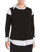 Vince Camuto Plus Two-toned Long-sleeve Top