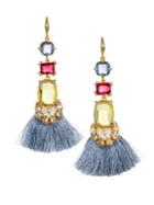 Badgley Mischka Multicolored Crystal Tassel Earrings