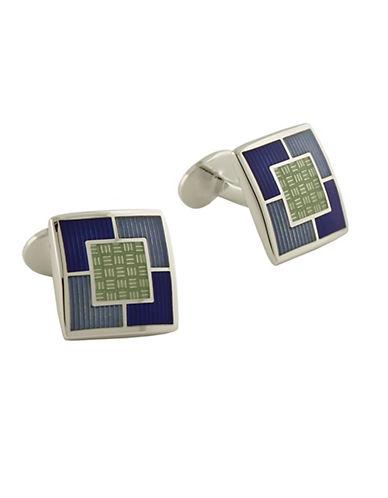 David Donahue Sterling Silver And Enamel Square Cufflinks