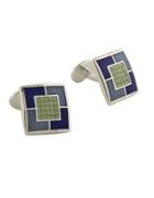 David Donahue Sterling Silver And Enamel Square Cufflinks
