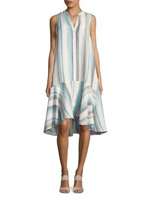 Context Stripe Flounce-hem A-line Dress