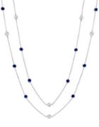 Crislu Precious Strands Crystal, Sapphire, Sterling Silver And Platinum Bezel Necklace