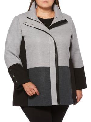 Rafaella Plus Plus Heathered Colorblock Jacket