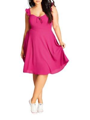 City Chic Plus Knotted Flutter Dress