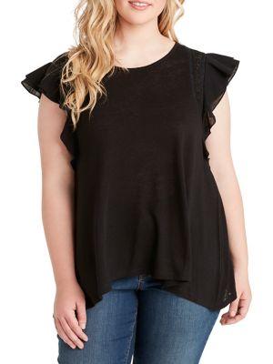Jessica Simpson Plus Relaxed-fit Moya Lace-trimmed Top