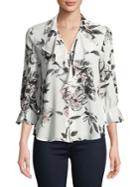 Karl Lagerfeld Paris Printed Ruffle Bell Sleeve Blouse