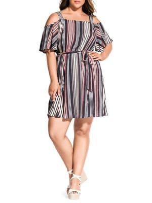 City Chic Plus Rose Stripe Dress