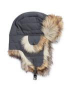 Crown Cap Faux Fur-trimmed Trapper Hat