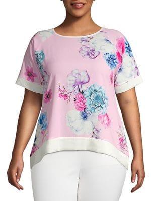 Quiz Plus Floral-print Roundneck Top