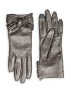 Badgley Mischka Metallic Bow Leather Gloves