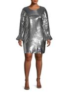 Michael Michael Kors Plus Sequined Flounce-sleeve Dress