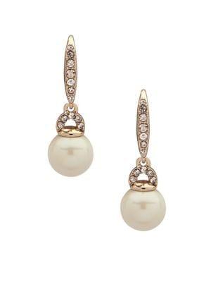 Ralph Lauren Faux Pearl & Crystal Drop Earrings