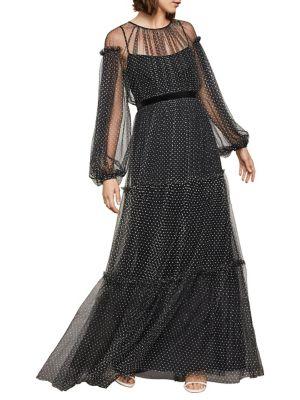 Bcbgmaxazria Dotted Tulle Puff Gown