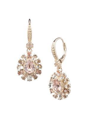 Marchesa Drama Goldtone, Faux Pearl & Crystal Pear Drop Earrings