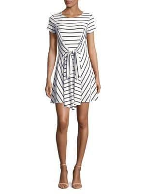 Design Lab Striped Tie-front Fit-and-flare Dress