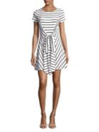 Design Lab Striped Tie-front Fit-and-flare Dress