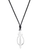 Lucky Brand Land And Sea Crystal And Leather High Shine Pendant Necklace