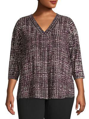 Calvin Klein Plus Printed Chiffon Long-sleeve Top