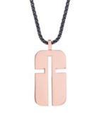 Steve Madden Stainless Steel Cross Cutout Dog Tag Necklace