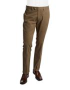 Black Brown Cotton Slim-fit Trousers