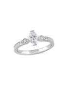 Sonatina Oval And Round Diamond And 14k White Gold Vintage Engagement Ring