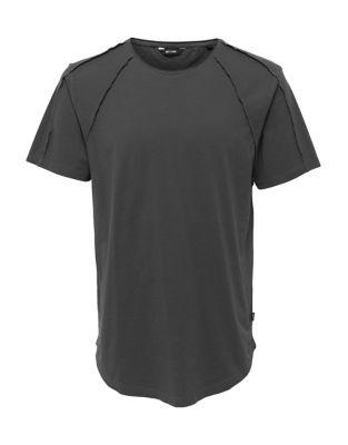 Only And Sons Long Detailed Fitted Cotton Tee