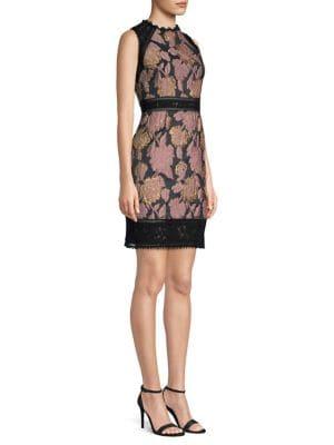 Laundry By Shelli Segal Jacquard Lace Trim Sheath Dress