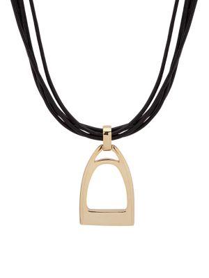 Lauren Ralph Lauren Goldtone & Leather Necklace