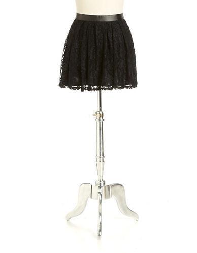 Jessica Simpson Lace &#38; Faux Leather Skater Skirt