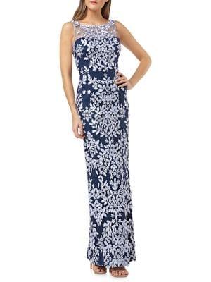 Js Collections Sleeveless Embroidered Gown