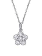 Sonatina 14k White Gold And 0.5 Tcw Diamond Floral Pendant Necklace