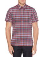 Perry Ellis Checker Plaid Short-sleeve Button-down Shirt