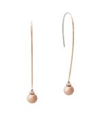 Michael Kors Pink Pearl And Stainless Steel Drop Earrings