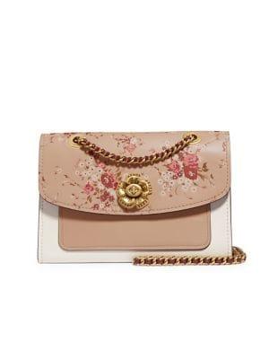 Coach Parker Embellished Floral Leather Shoulder Bag