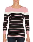Imnyc Isaac Mizrahi Engineered Striped Sweater
