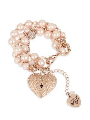 Betsey Johnson Angel Wings Heart Charm Bracelet