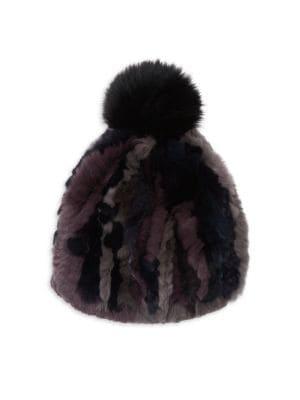 Surell Rabbit Fur & Fox Fur Pom Hat