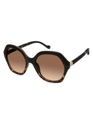Jessica Simpson 68mm Geometric Tortoise Shell Sunglasses