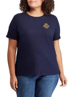 Lauren Ralph Lauren Plus Embroidered Jersey Tee