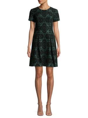Vince Camuto Flocked Scuba A-line Dress